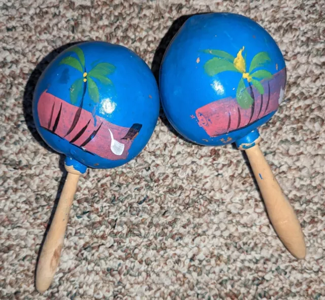 Pair of Rattles Musical Instrument  Shaker Small Percusion Maracas Handmade Art