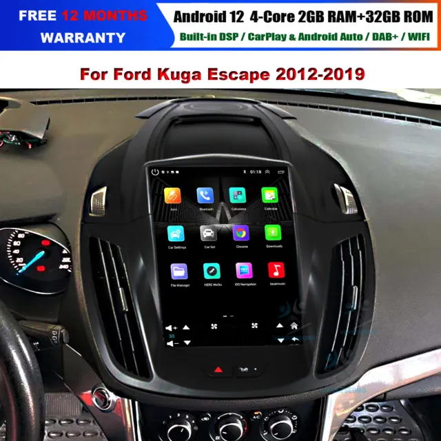 9.7" Android 12 CarPlay Autoradio DAB+GPS Sat Nav Für Ford Kuga Escape 2012-2019