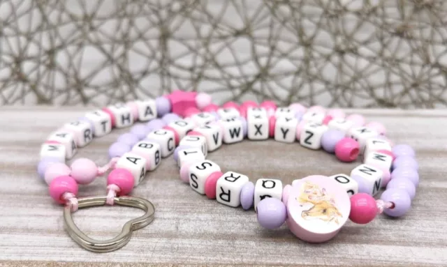 Rechenkette ABC-Kette Pferd Zählkette mit Namen Pink  Flieder Einschulung
