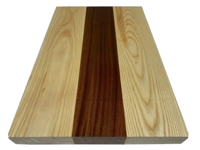 White Ash & Sapele   Electric Guitar Body Blank, 3 Piece Glued Solid Body,