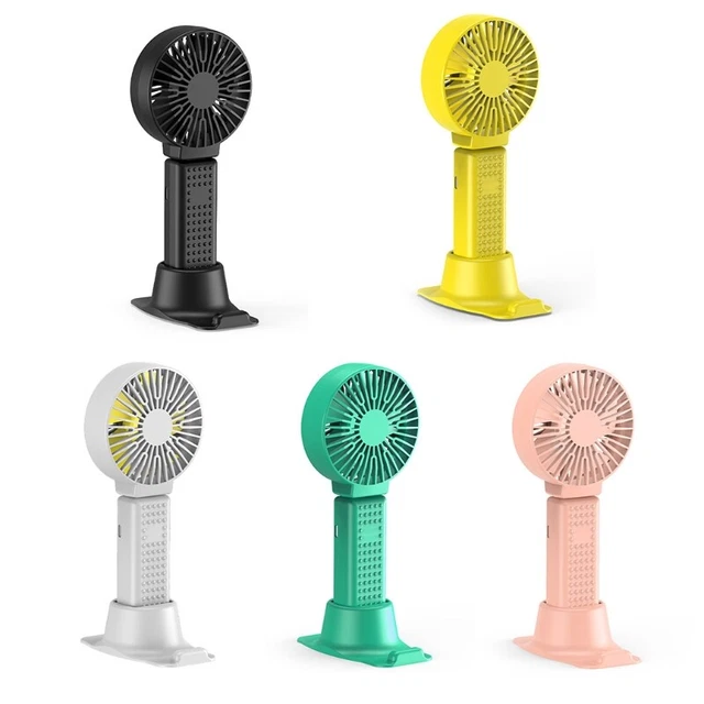 Ventilador de mano silencioso mini ventilador recargable USB soporte de teléfono que funciona con batería