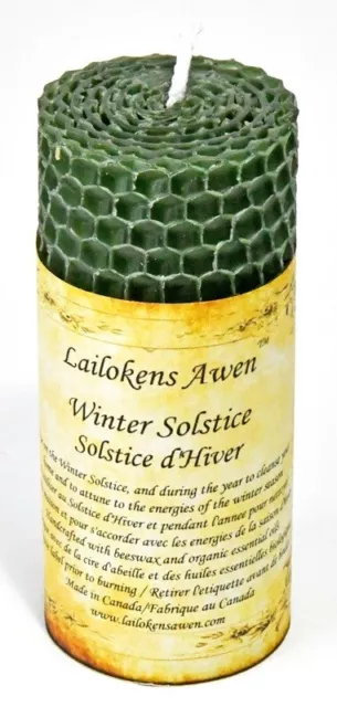 Lailokens Awen Winter Solstice Altar Candle 4.25" Natural Beeswax Wicca Pagan