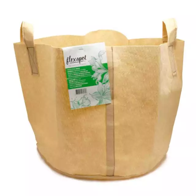 Geotextil Blumentopf / Pflanzsack mit Henkeln Flexapot Beige 20 GAL (75,7L)