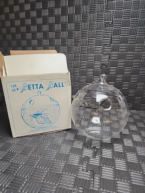 Vintage 5" Betta Ball Hanging Fishbowl Vases Hand Blown Rooter Plant Clear Glass