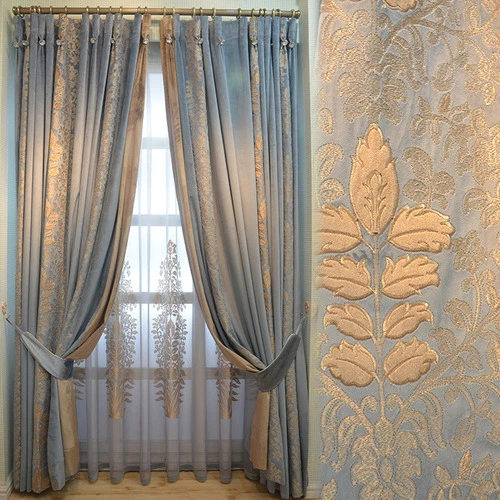 2021 Splicing Chenille beautiful American Luxurious French Curtains for Bedroom