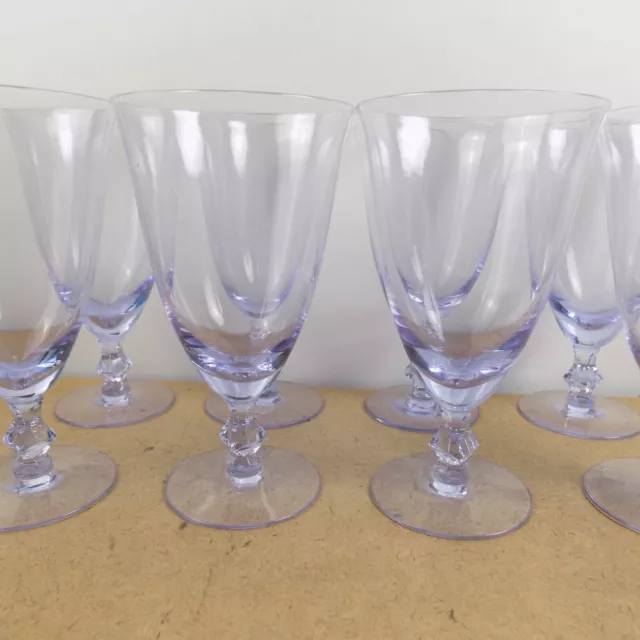 8 Tiffin Twilight Blue Iced Tea Goblets 6.5" Tall ALEXANDRITE NEODYMIUM GLASS 2