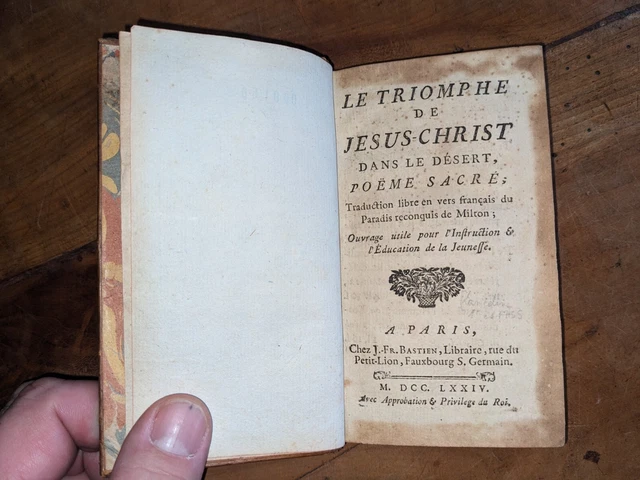 LIVRE ANCIEN - Le triomphe de Jesus-Christ dans le désert , poème sacré