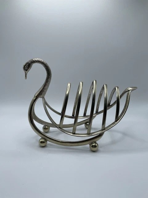 Swan Toast Holder Letter Nickel Plated Silver