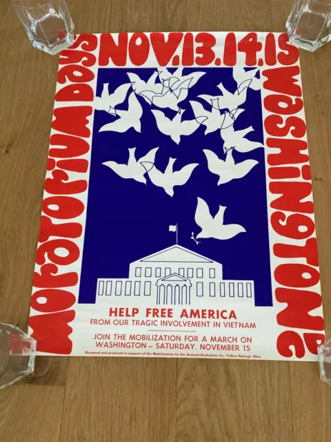 RARE Original Vietnam Anti-War Protest Poster Moratorium Days Washington D.C.