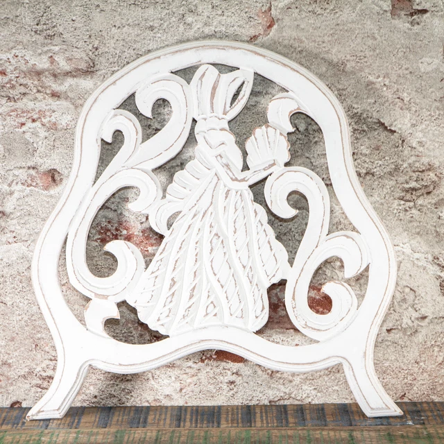 Holzornament, Frau, Klein, Chabby Chic | Holz, weiß | H 31,0 x B 31,0 cm