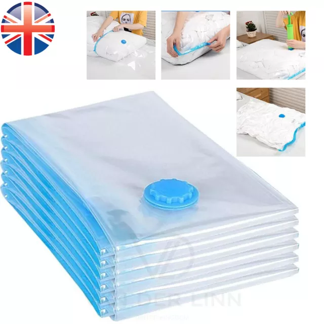 VDL Vacuum Storage Bags Saving Space Saver Bag Double-Zip Seal Strong 9 Sizes