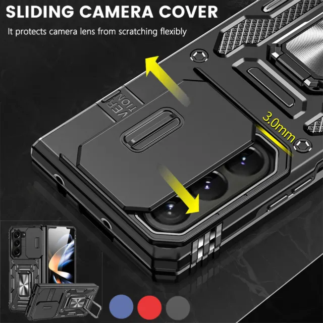 Samsung Galaxy Z Fold 5 Case with Slide Camera Lens Cover Kickstand Shockproof