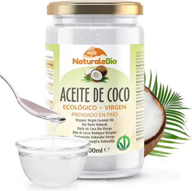 Aceite De Coco Ecológico Virgen BIO Natural No Refinado Prensado En Frío 1000 ml