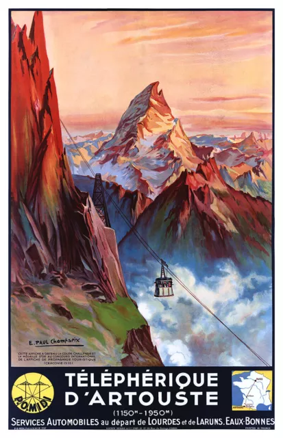 Affiche chemin de fer PO& Midi - Téléphérique d'Artouste (DR*)