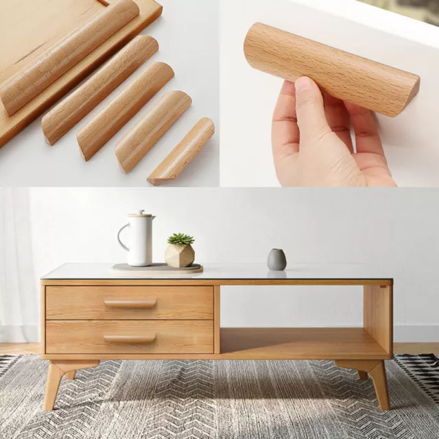 Cabinet Wood Handles Kitchen Cupboard Knobs Drawer Door Closet Dresser Pulls AU