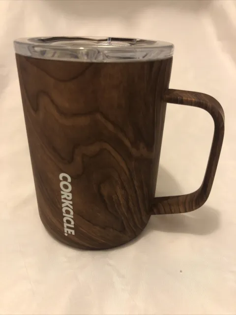 NEW Corkcicle 16 Oz. Coffee Triple Mug Insulated Stainless Steel Cup Walnut Wood
