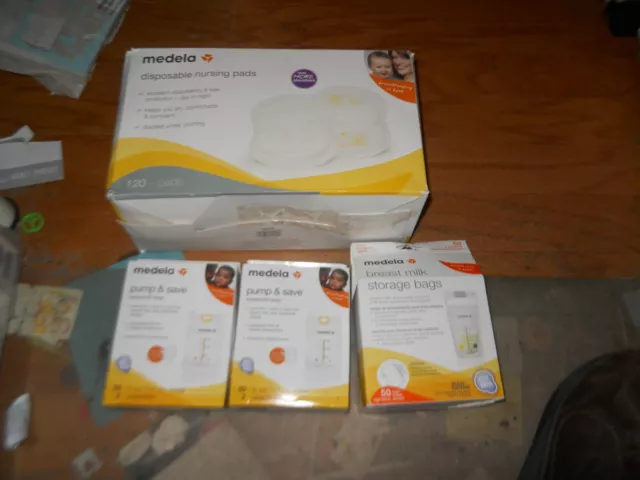 Medela lot of 5 Nursing Pads, breast milk storage bags,pump & save  brand new