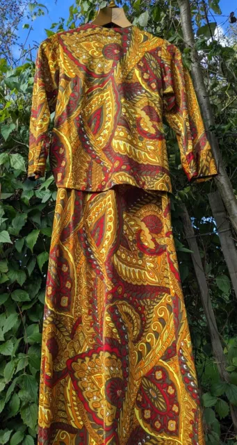 Vintage handmade Tailored,Psychedelic Maxi dress Suit 1970's Disco Hippy chic