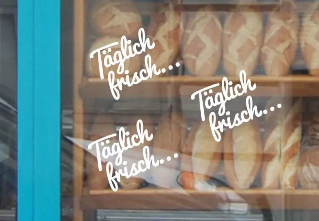 1 Aufkleber Bäcker Kiosk Metzger Laden "Täglich frisch..." Schaufenster Werbung