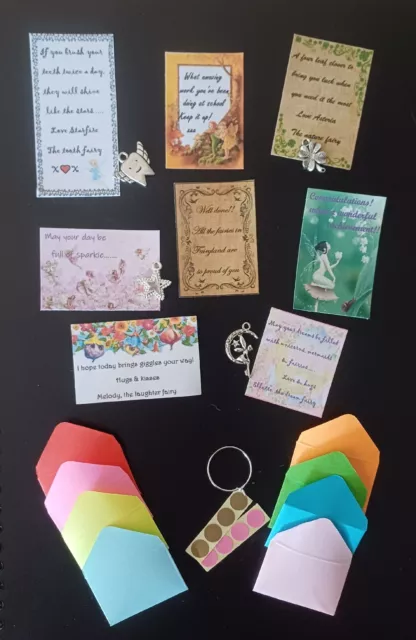 Cute Mini fairy notes, letters ,tooth fairy, mini envelopes, charms