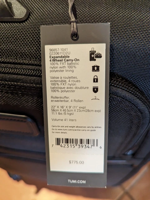 Tumi Alpha 2 4-Wheel Expandable Carry-on Suitcase - Black 6