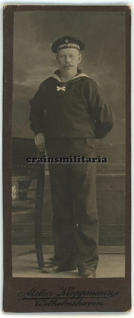 Orig. Foto CDV Portrait Reichsmarine Matrose Werft-Division in WILHELMSHAVEN