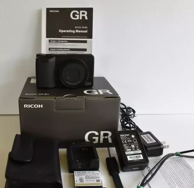 RICOH GR III X Digital Camera, Battery Charger Soft Case Leather Strap 2 Batteri