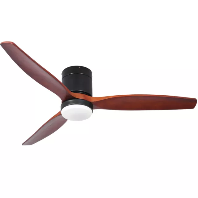 52" Industrial Ceiling Fan Light Flush Mount 3 Wood Blades Chandelier + Remote