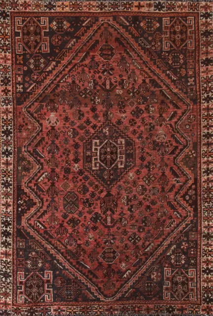 Geometric 6x8 ft. Abadeh Vintage Area Rug Handmade Wool Carpet for Bedroom