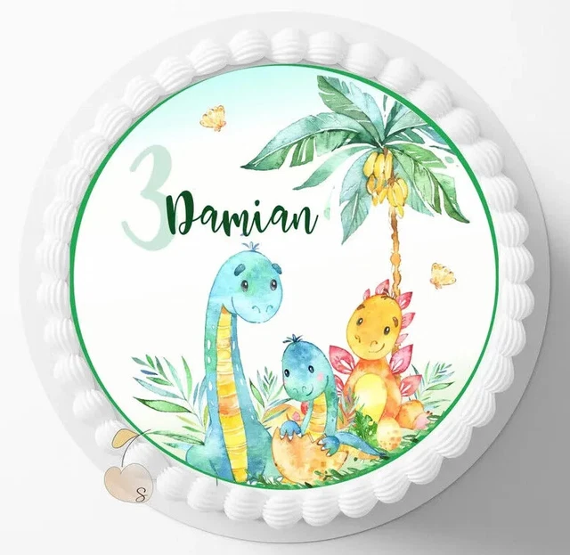 Set Candeline Compleanno A Tema Dinosauro: Numero 3 Verde 7,9 Cm + 5 Candeline Dinosauro, Per Torte