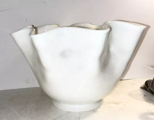 Antique Milk Glass Opalescent Victorian Oil Lamp Shade 4” Fitter Art Glass Gas