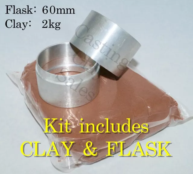 2kg 60mm KIT Delft Petrobond Style Casting Clay Sand, Rings, Flask, Oil Bonded 2