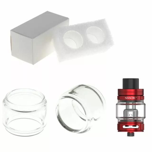 2x Ersatzglas für SMOK TFV9 Tank 6,5ml Bulb Glas Pyrex Tube Glastank Ersatz TFV