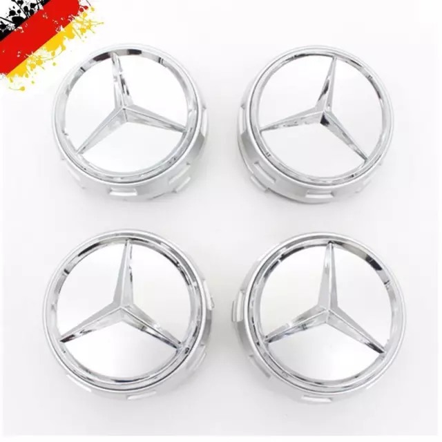 Mercedes A B C E S M Klasse ML CLA Alloy Wheel Center 4 x 75 mm Silver Radkappen