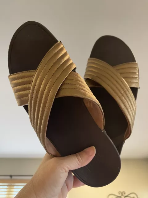 FitFlop Women's LULU Padded Sandal Flip-Flop, Bronze, size 9 slide women cross