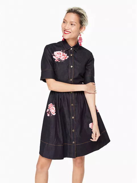 Kate Spade New York Rose Denim Shirtdress Size US 6 - Dress - RRP $328 USD - NEW