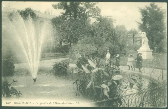 France - Scenic View of Bordeaux City Hall Garden - PPC Vintage Postcard