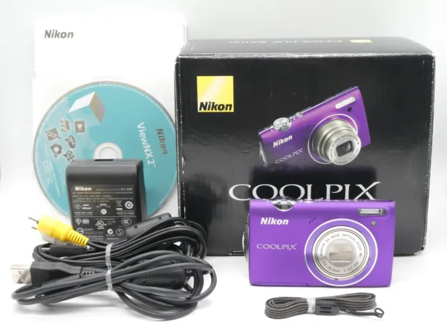 [NEAR MINT+ IN BOX] Nikon COOLPIX S5100 Purple 12.2MP Digital Camera FROM JAPAN