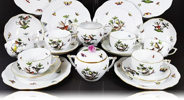 HEREND RO Rothschild  Tee-/Kaffeeservice 6 Personen 1.Wahl tea cup handpainted 3