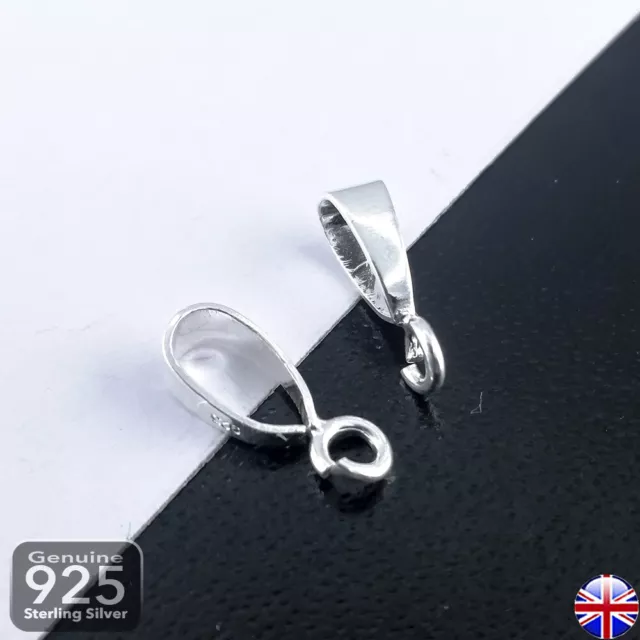 Solid 925 Sterling Silver 8mm PENDANT BAILS with ring Necklace Jewellery Finding