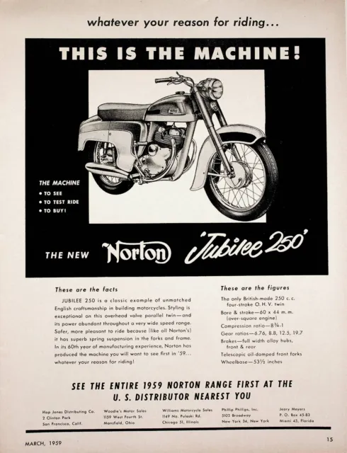 1959 Norton Jubilee 250 - Vintage Motorcycle Ad