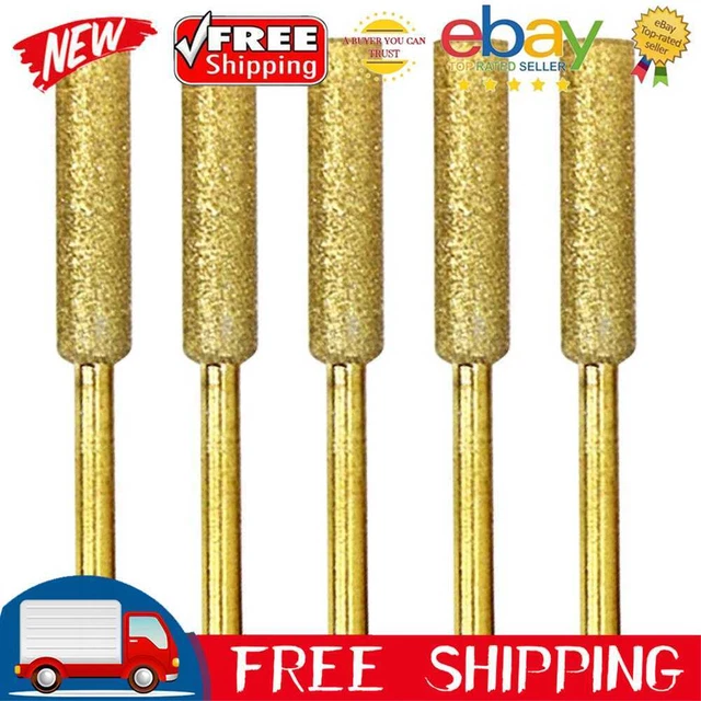 5pcs/Set Diamond Coated Grinding File Stone Heads Drill Bit (5.5mm Gold)