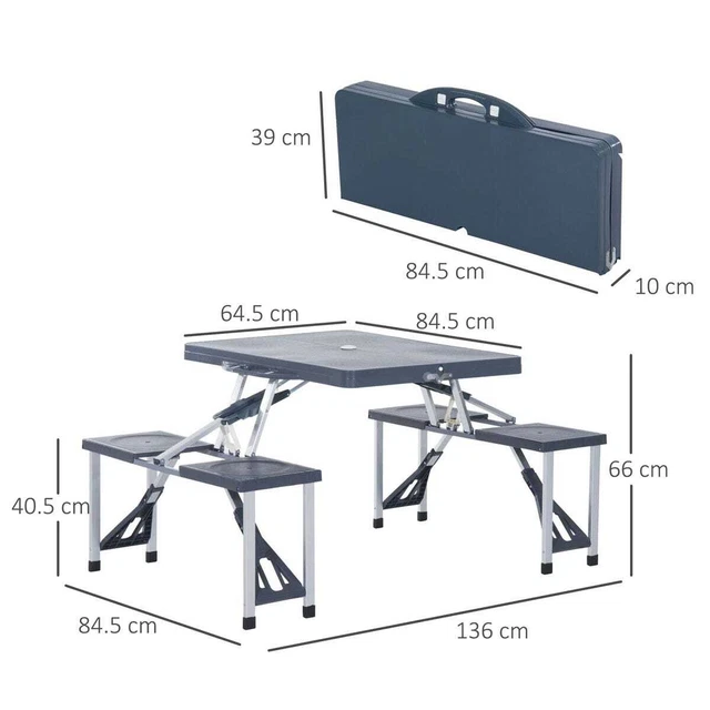 OUTSUNNY CAMPING TABLE 4 Seat Chair Foldable Outdoor Garden Bbq Party £ ...
