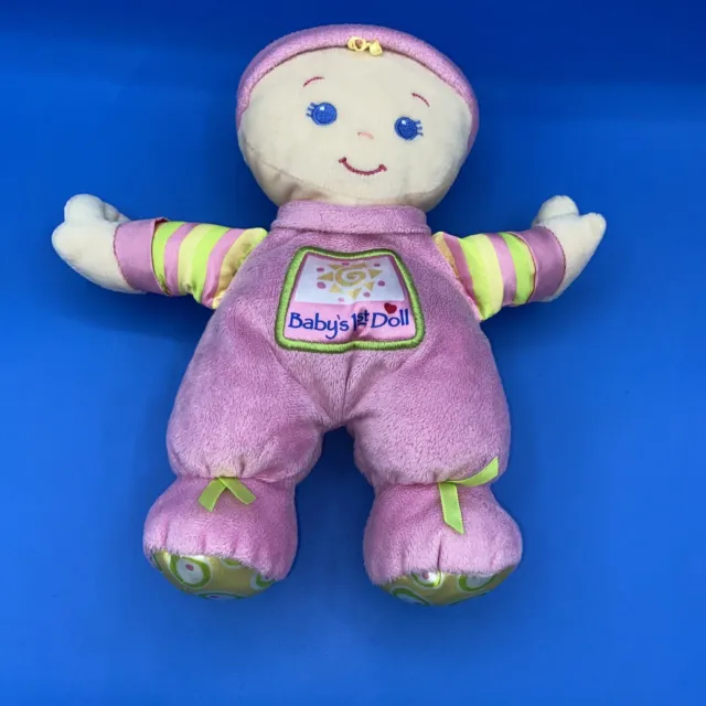 Fisher Price Babys First Doll Plush Rattle Lovey 2008 Stuffed Animal Toy Pink