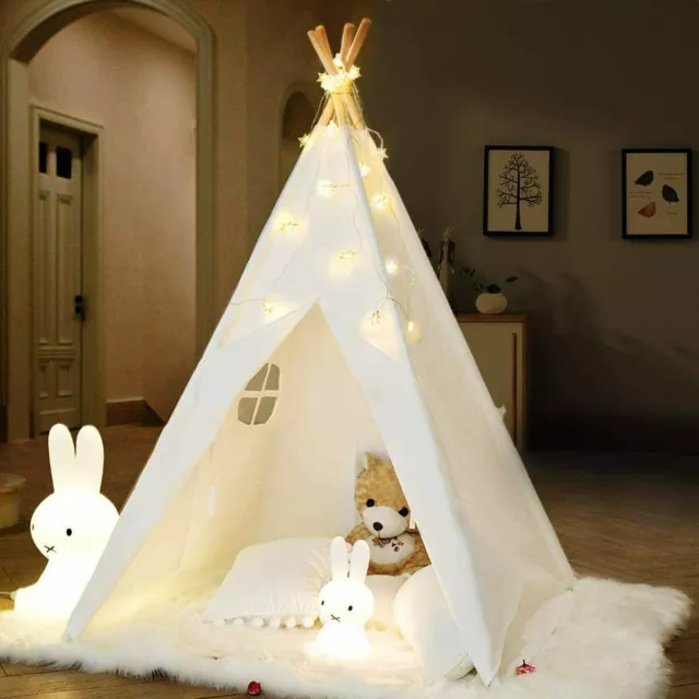 XXL Tipi Zelt Kinderzelt Spielzelt Indianerzelt Indoor/Outdoor Spielhaus Weiß 3