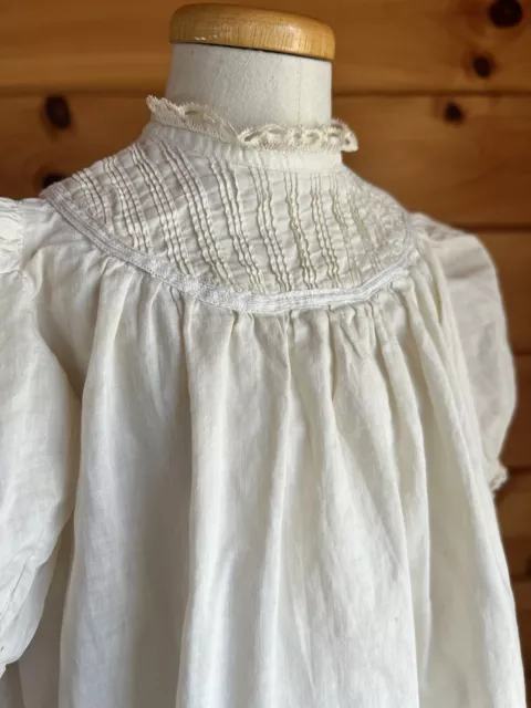 Antique Vintage Cotton Lace Doll Dress Christening Gown For French German Dolls