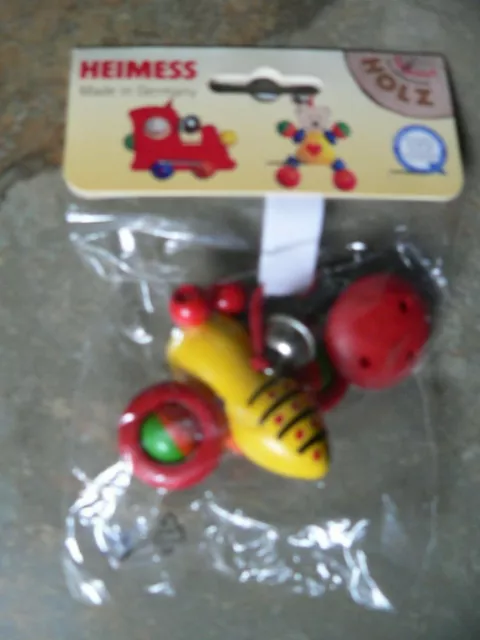 Heimess baby Toy Clip on Wooden Bee with Bell