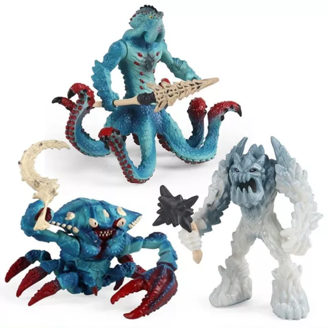 Ocean Monster Warrior Statue Model PVC Ice Demon Man Toys Crab Octopus Ornament.