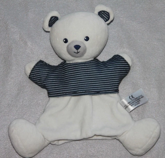 Doudou Simba Toys Kiabi Ours Marionnette Blanc Bleu Marine Exc Etat