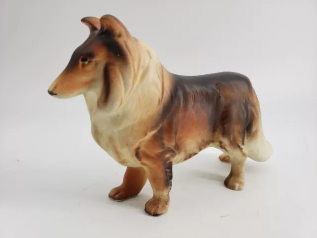 Small Porcelain Collie Dog Figure 3 1/4" tall Made in Japan Matte Finish